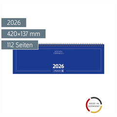 Querterminbuch Mod. 775 2026 | 420×137 mm, Karton, blau