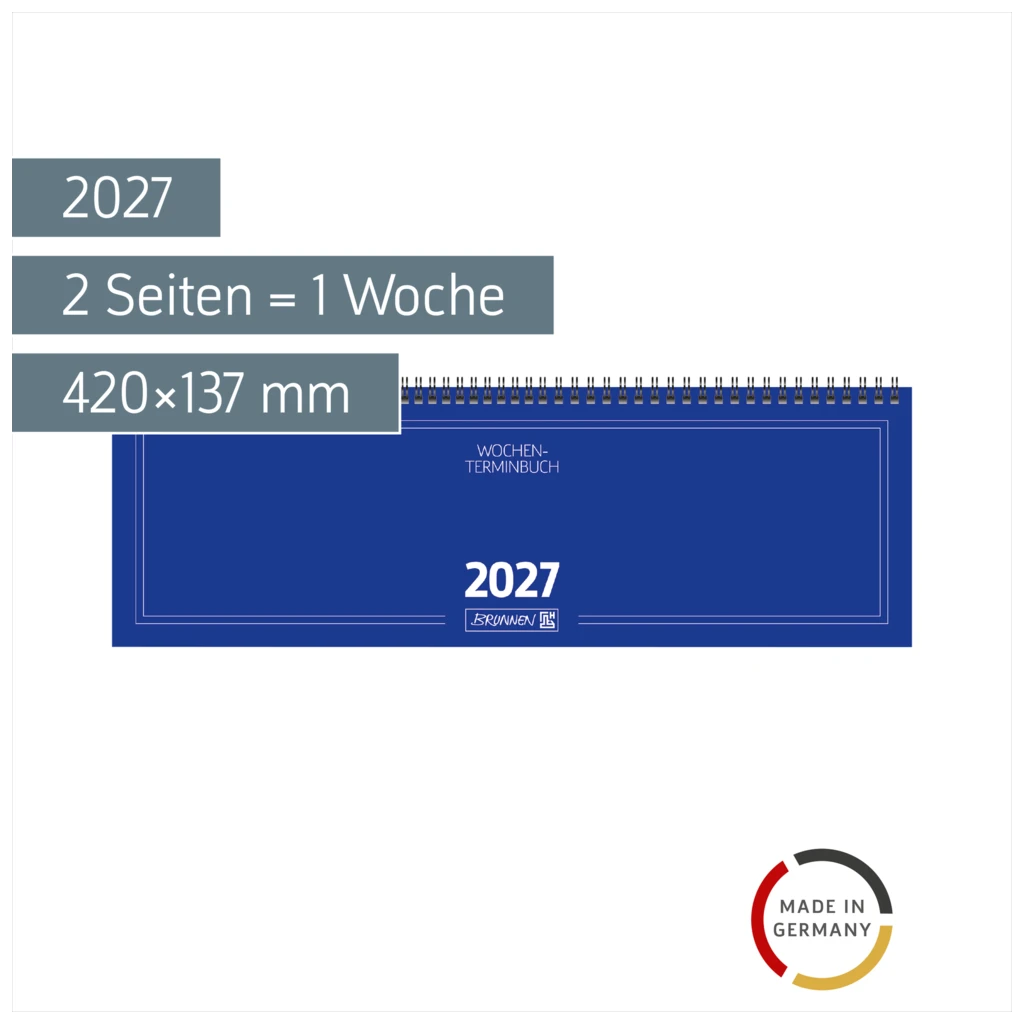 Querterminbuch Mod. 775 2027 | 420×137 mm, Karton, blau