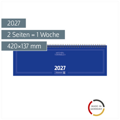 Querterminbuch Mod. 775 2027 | 420×137 mm, Karton, blau