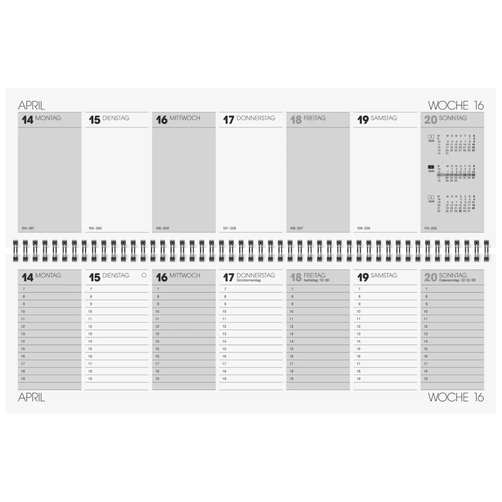 Querterminbuch Mod. 775 2026 | 420×137 mm, Karton, sortiert
