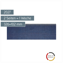 Querterminbuch Mod. 777 2027 | 326×102 mm, Karton, blau