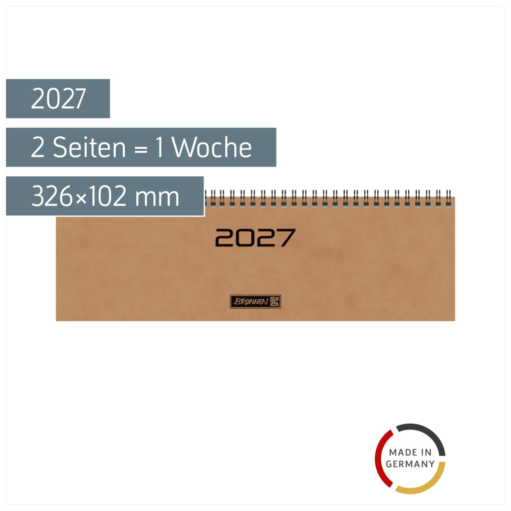 Querterminbuch Mod. 777 2027 | 326×102 mm, Karton, braun
