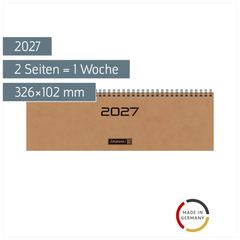 Querterminbuch Mod. 777 2027 | 326×102 mm, Karton, braun