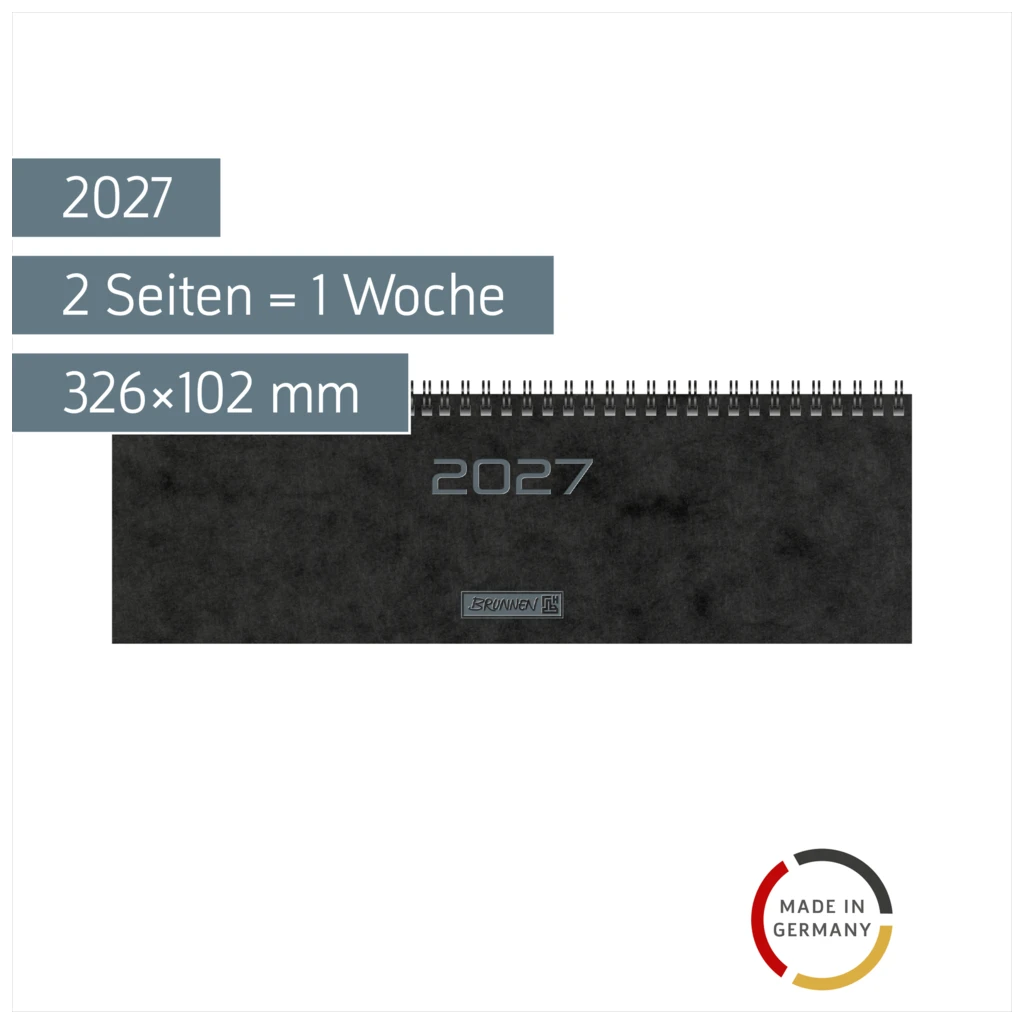 Querterminbuch Mod. 777 2027 | 326×102 mm, Karton, schwarz