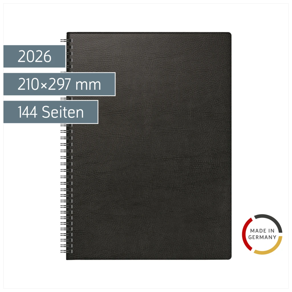 Buchkalender Mod. 781 2026 | A4, Kunststoff, schwarz