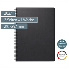 Buchkalender Premium Mod. 781 2027 | A4, Kunststoff, schwarz
