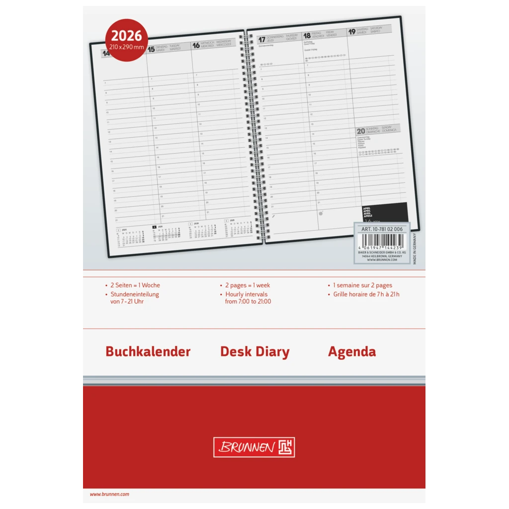 Buchkalender Mod. 781 2026 | A4, Kunststoff, transparent