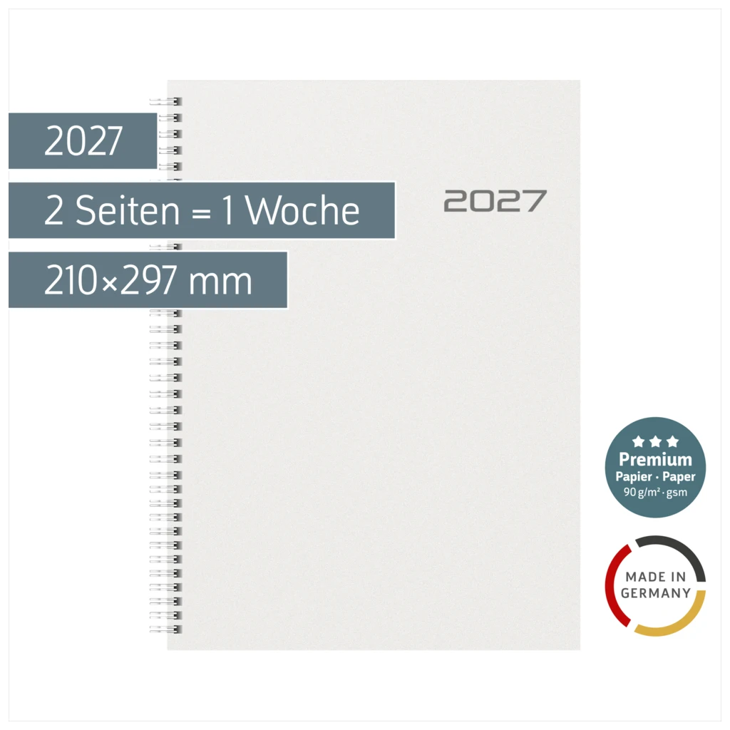 Buchkalender Premium Mod. 781 2027 | A4, Kunststoff, transparent