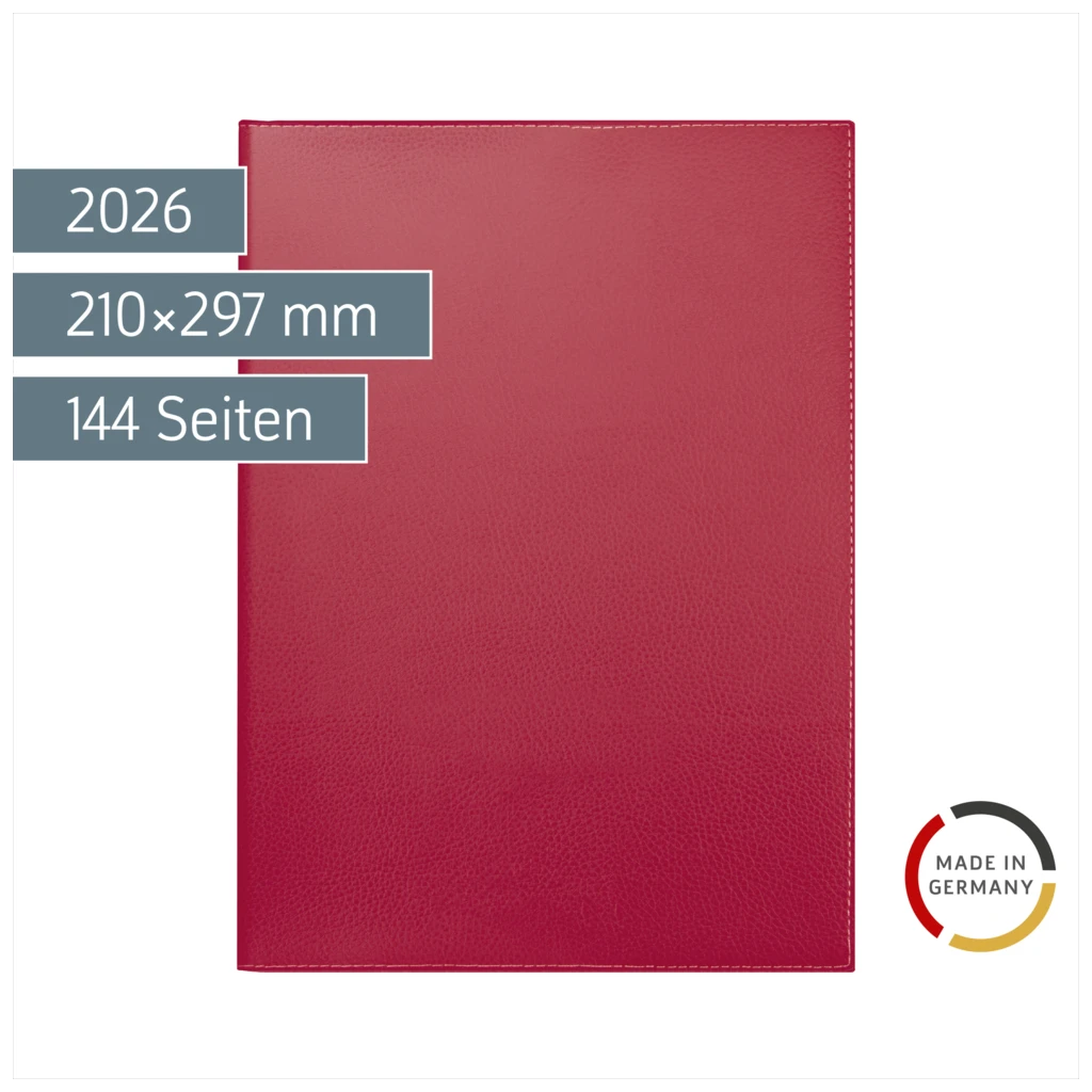 Buchkalender Mod. 781 2026 | A4, Kunstleder, rot