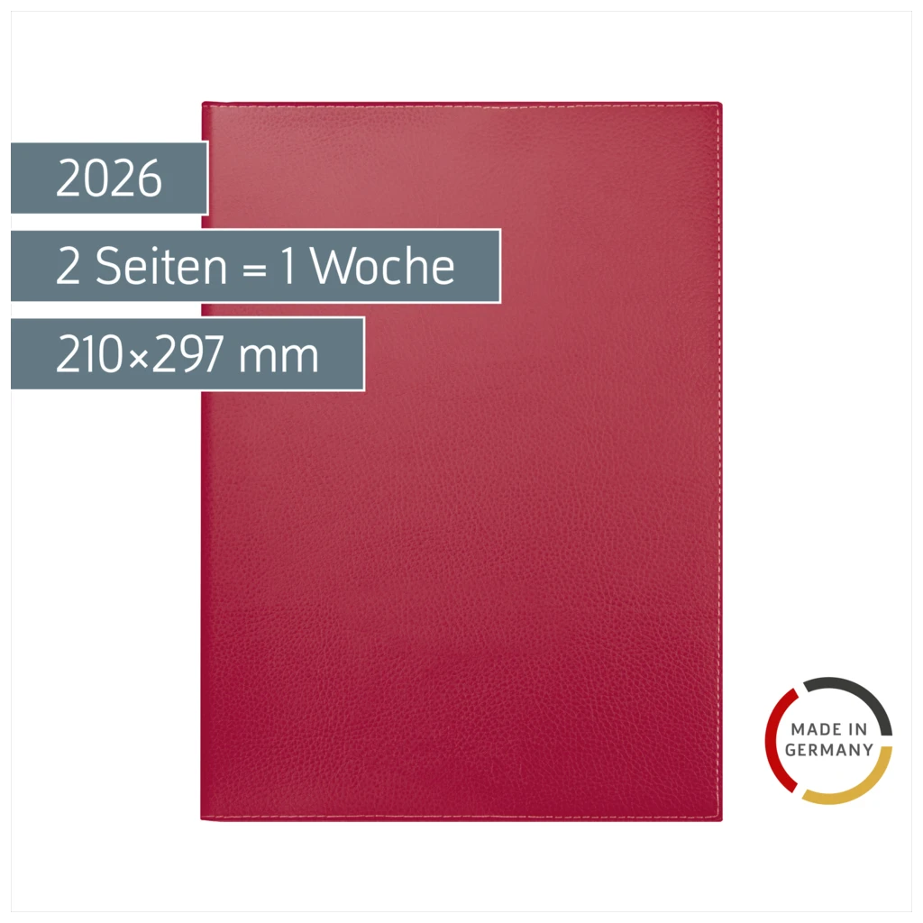 Buchkalender Mod. 781 2026 | A4, Kunstleder, rot
