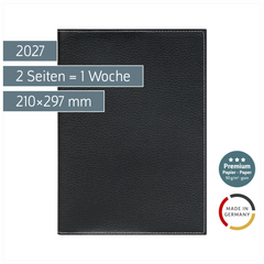 Buchkalender Premium Mod. 781 2027 | A4, Kunstleder, schwarz