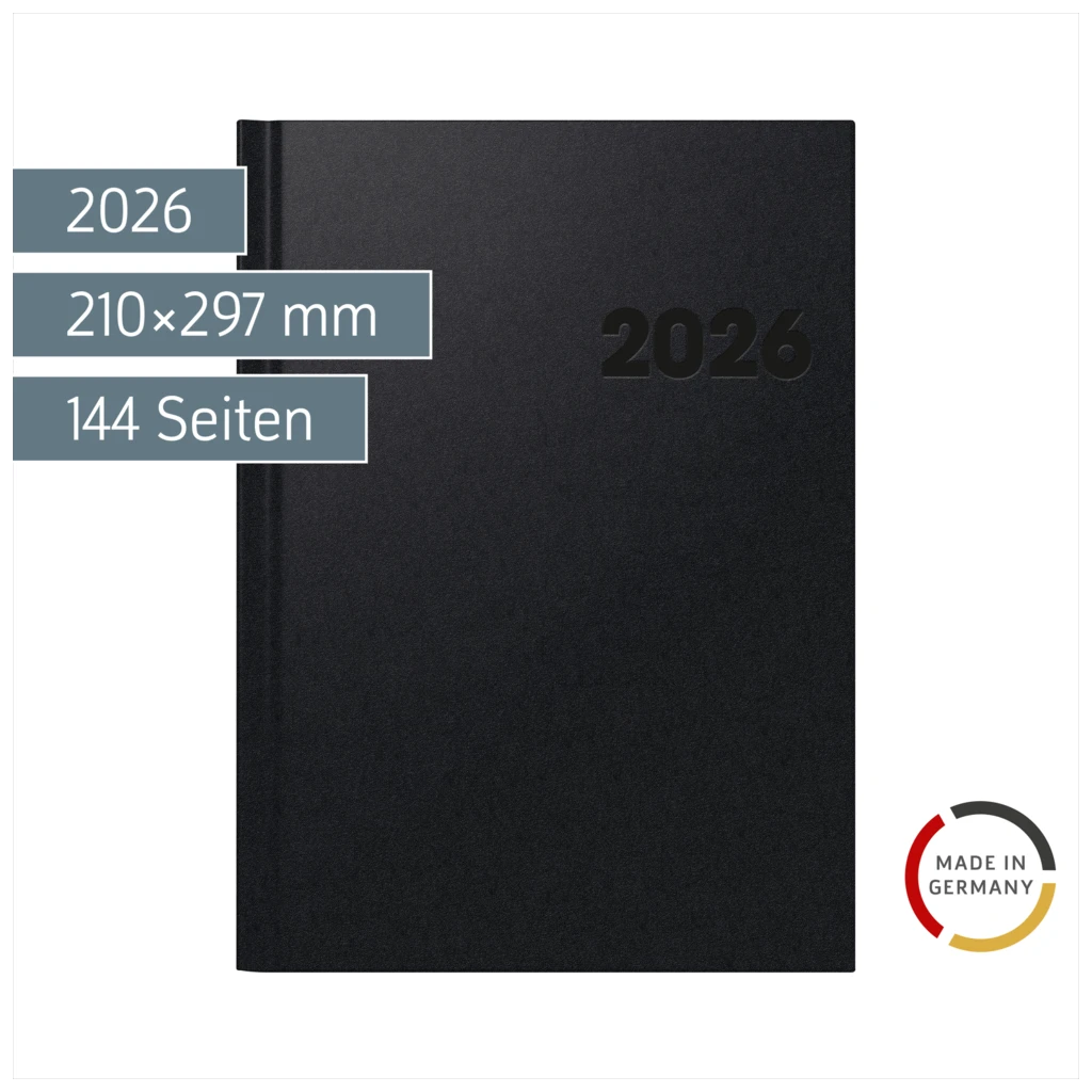 Buchkalender Mod. 781 2026 | A4, Kunststoff, schwarz