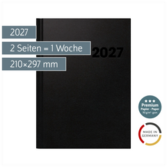 Buchkalender Premium Mod. 781 2027 | A4, Kunststoff, schwarz