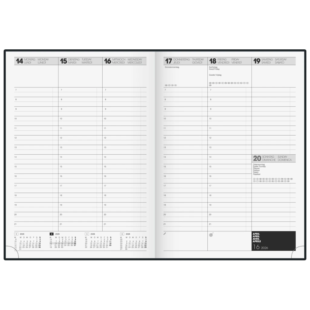 Buchkalender Mod. 781 2026 | A4, Kunststoff, schwarz