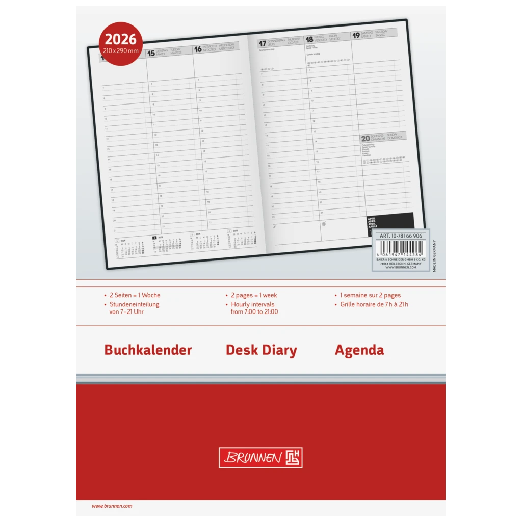 Buchkalender Mod. 781 2026 | A4, Kunststoff, schwarz