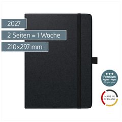 Buchkalender Premium Mod. 781 2027 | A4, Kunststoff, schwarz