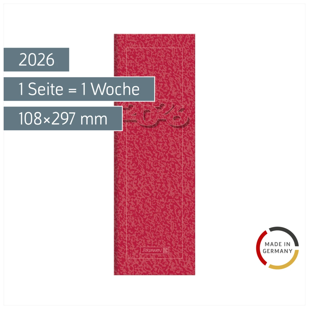 Vormerkbuch Mod. 782 2026 | 108×297 mm, Karton, rot