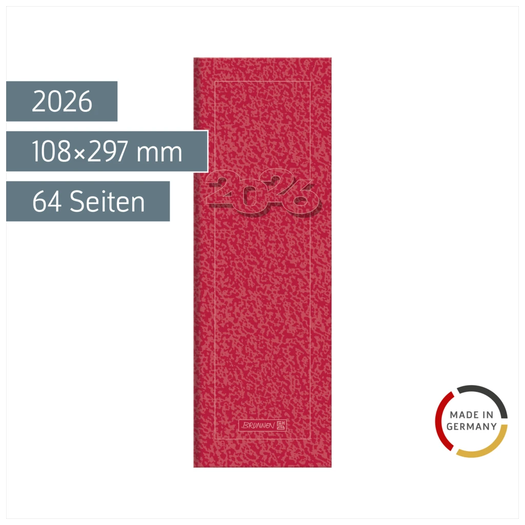Vormerkbuch Mod. 782 2026 | 108×297 mm, Karton, rot