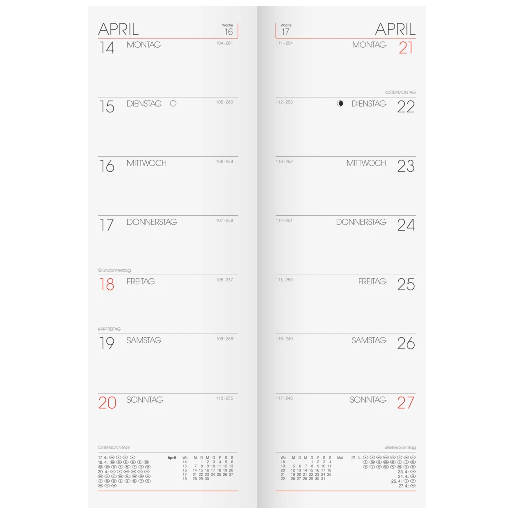 Vormerkbuch Mod. 782 2026 | 108×297 mm, Karton, rot