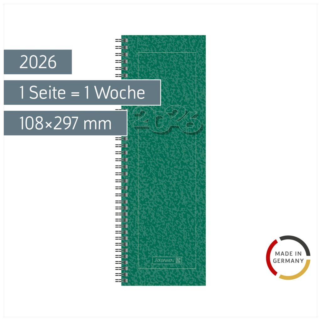 Vormerkbuch Mod. 782 2026 | 108×297 mm, Karton, grün