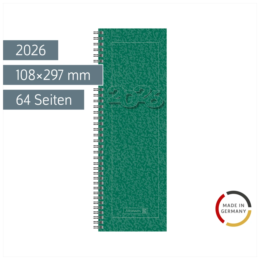 Vormerkbuch Mod. 782 2026 | 108×297 mm, Karton, grün