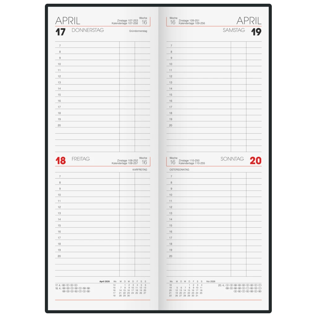 Vormerkbuch Mod. 784 2026 | 108×297 mm, Papier, blau