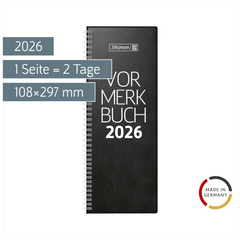 Vormerkbuch Mod. 784 2026 | 108×297 mm, Kunststoff, schwarz