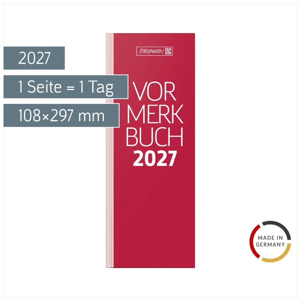 Vormerkbuch Mod. 785 2027 | 108×297 mm, Papier, rot