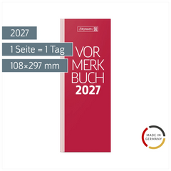 Vormerkbuch Mod. 785 2027 | 108×297 mm, Papier, rot