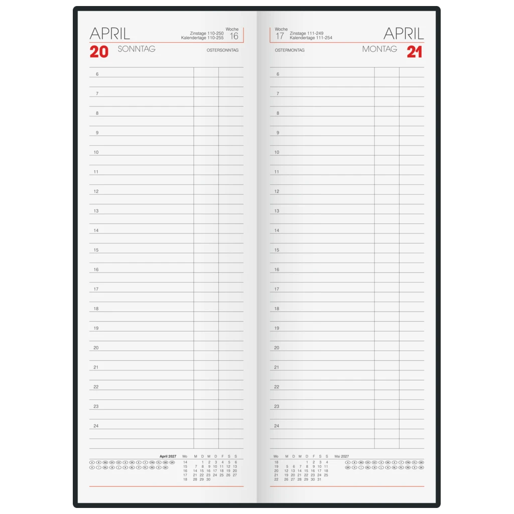 Vormerkbuch Mod. 785 2027 | 108×297 mm, Papier, rot