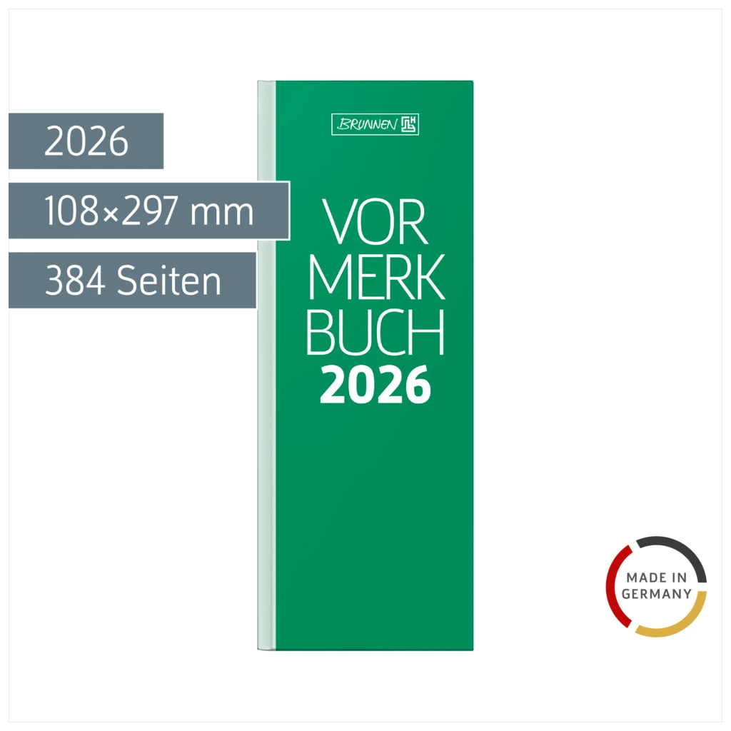 Vormerkbuch Mod. 785 2026 | 108×297 mm, Papier, grün