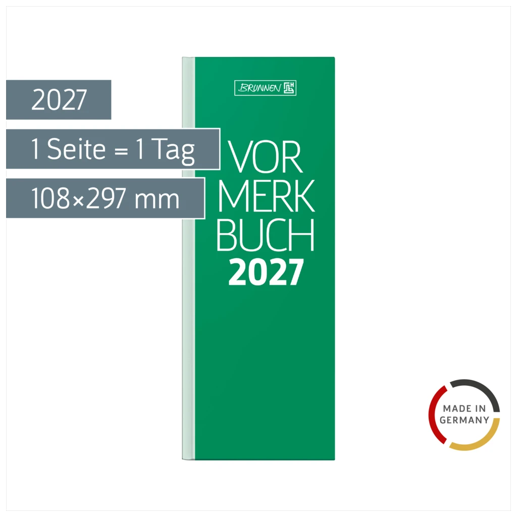 Vormerkbuch Mod. 785 2027 | 108×297 mm, Papier, grün