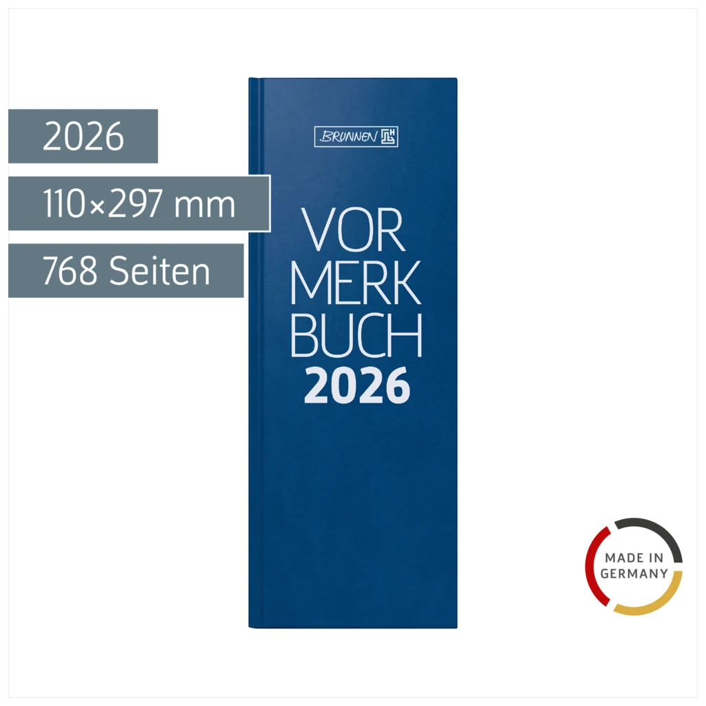 Vormerkbuch Mod. 786 2026 | 110×297 mm, Kunststoff, blau