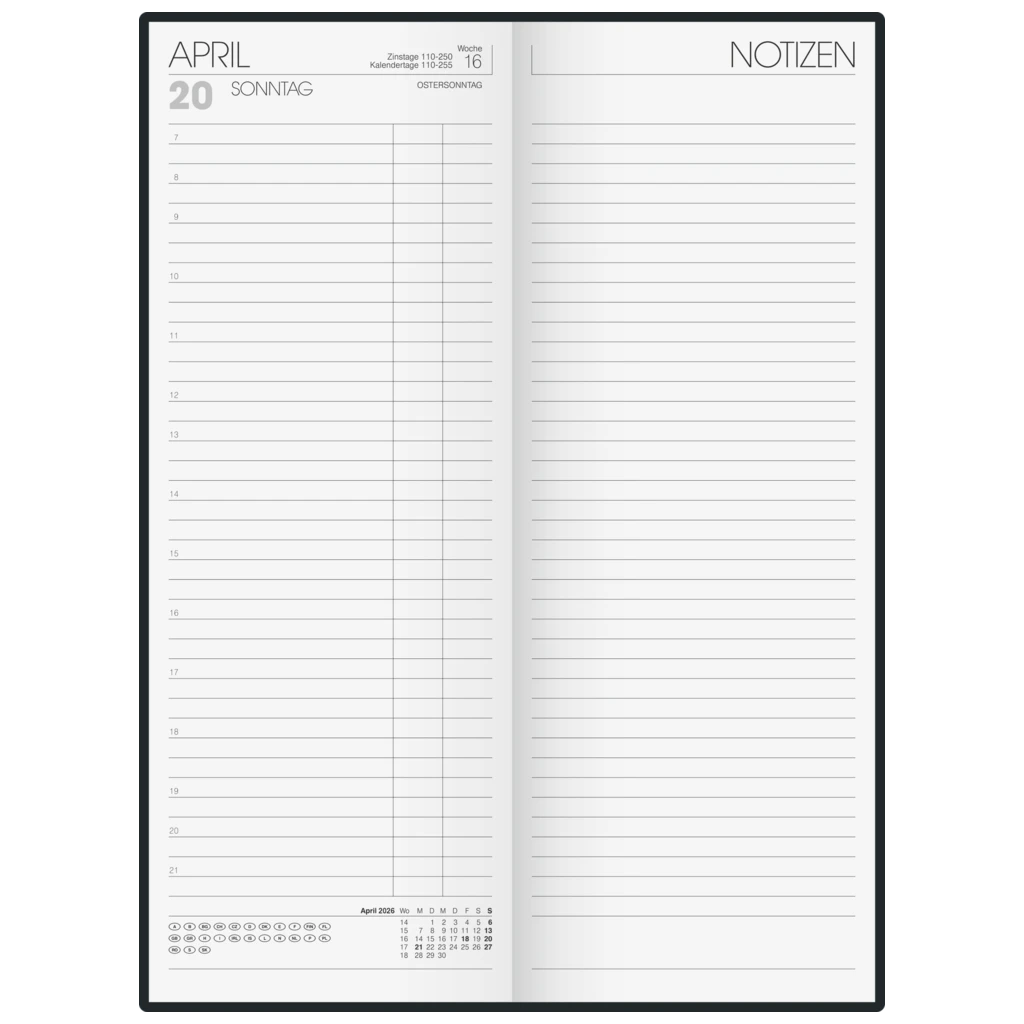 Vormerkbuch Mod. 786 2026 | 110×297 mm, Kunststoff, blau