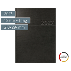 Buchkalender Mod. 787 2027 | A4, Kunststoff, schwarz
