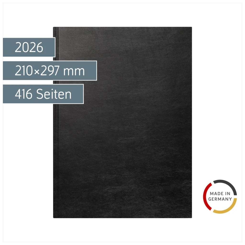 Buchkalender Mod. 787 2026 | A4, Kunstleder, schwarz
