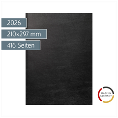 Buchkalender Mod. 787 2026 | A4, Kunstleder, schwarz