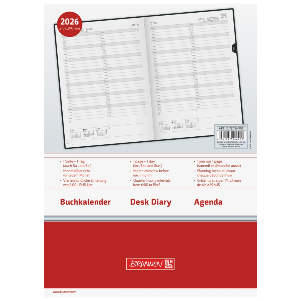 Buchkalender Mod. 787 2026 | A4, Kunstleder, schwarz
