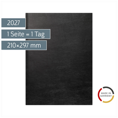 Buchkalender Mod. 787 2027 | A4, Kunstleder, schwarz