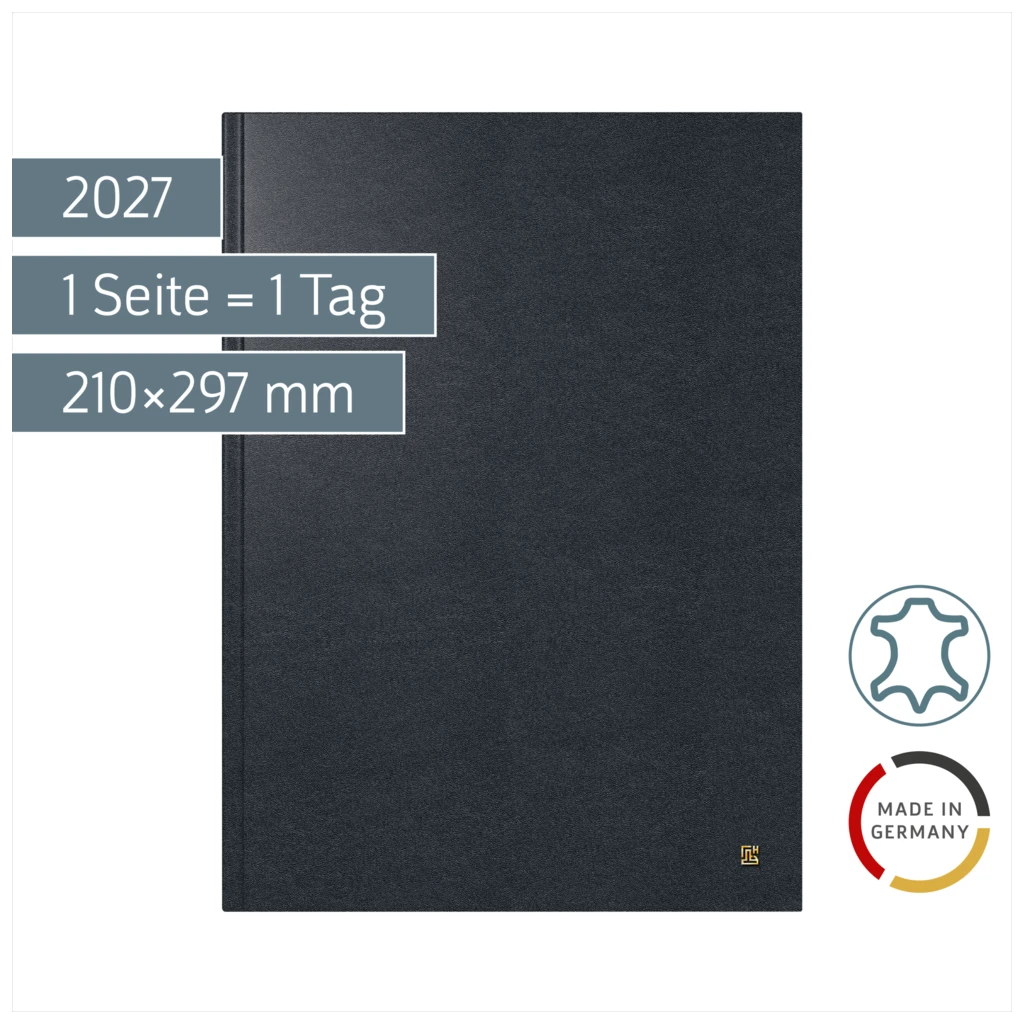 Buchkalender Mod. 787 2027 | A4, Leder, schwarz
