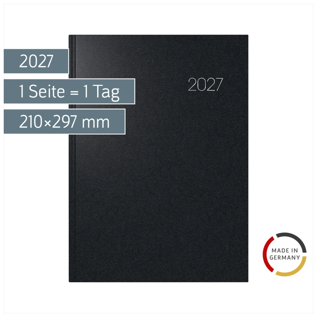 Buchkalender Mod. 787 2027 | A4, Kunststoff, schwarz