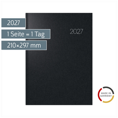 Buchkalender Mod. 787 2027 | A4, Kunststoff, schwarz