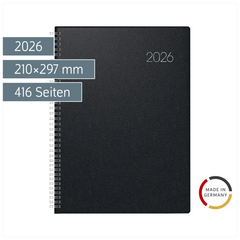 Buchkalender Mod. 787 2026 | A4, Kunststoff, schwarz