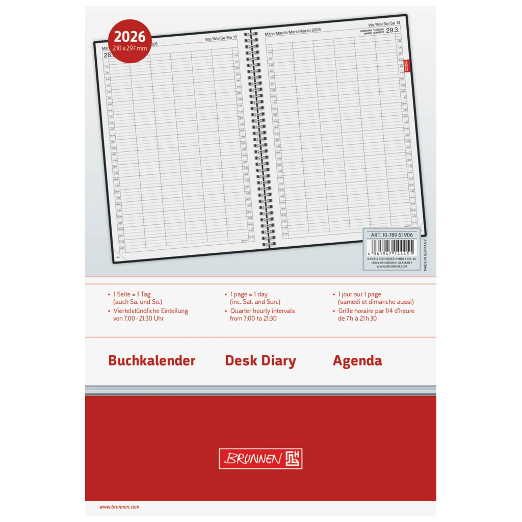 Buchkalender Mod. 789 2026 | A4, Kunststoff, grau