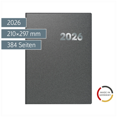 Buchkalender Mod. 789 2026 | A4, Kunststoff, grau