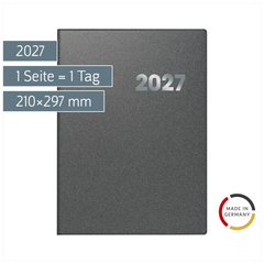 Buchkalender Mod. 789 2027 | A4, Kunststoff, grau