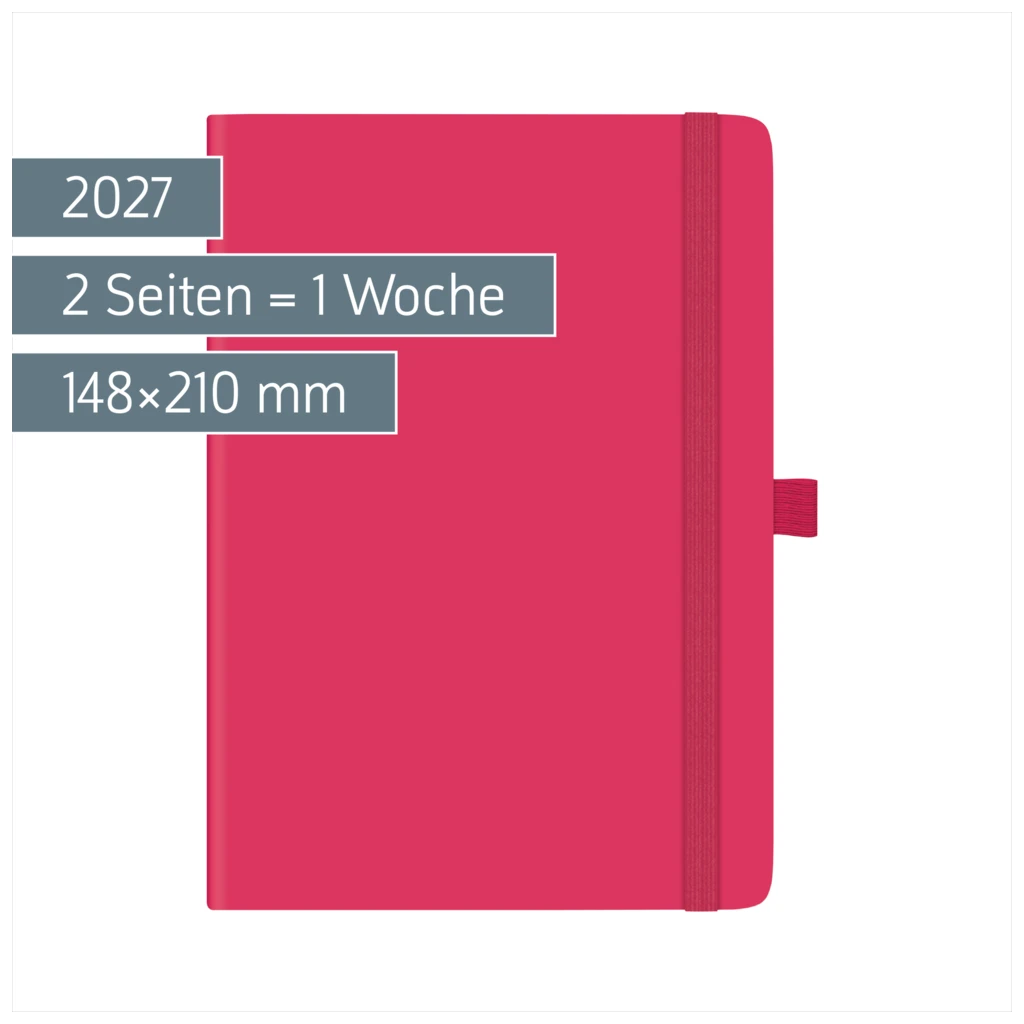 Buchkalender Kompagnon Mod. 791 66 2027 | A5, Kunststoff, pink