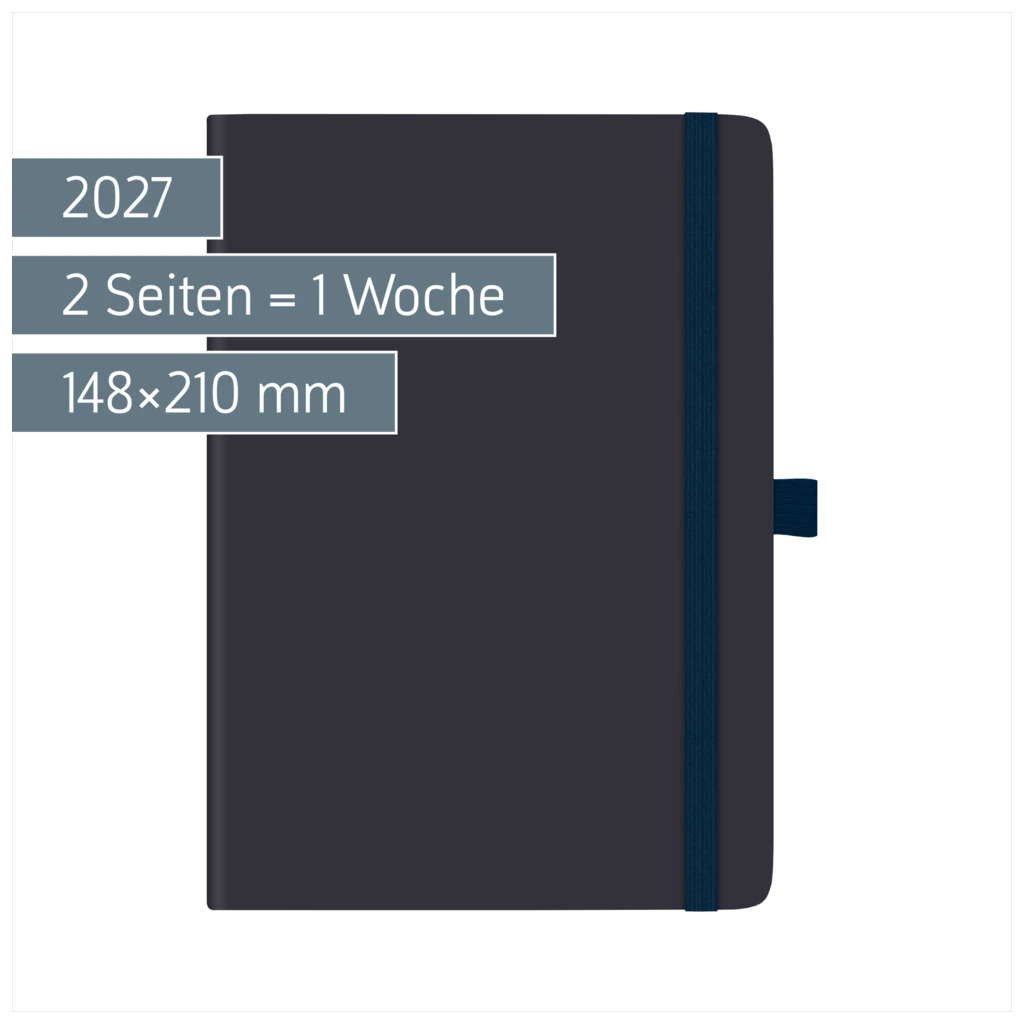 Buchkalender Kompagnon Mod. 791 66 2027 | A5, Kunststoff, dunkelblau