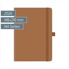 Buchkalender Kompagnon Mod. 791 66 2026 | A5, Kunststoff, braun