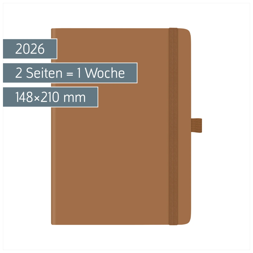 Buchkalender Kompagnon Mod. 791 66 2026 | A5, Kunststoff, braun
